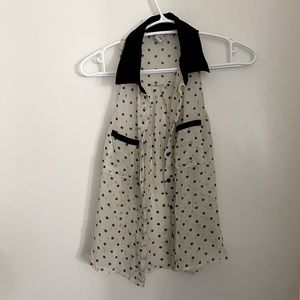 Sheer Polka Dot Button-up Top